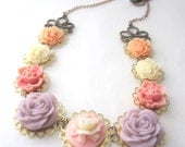 Pale pink and dusty rose vintage statement necklace