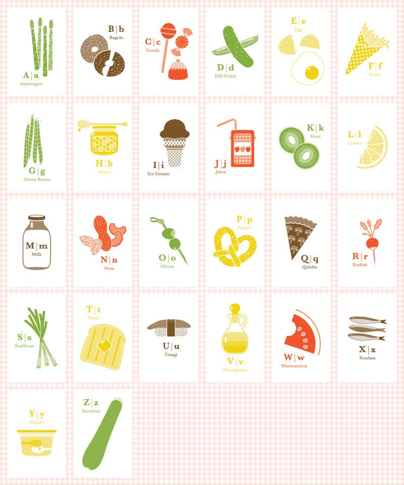Food Alphabet Flash Cards - 26 4"x6" cards