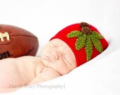 Ohio State University OSU Buckeyes Crochet Hat  Red with Buckeye motif (Newborn - 4T) Great for Photo Prop