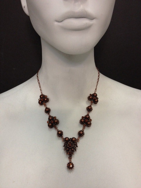 Pearls of Sandalwood -Smoked Topaz, brown pearl, antique copper Necklace 4418N