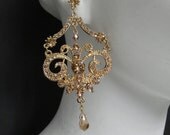 The Golden Swirl Chandelier made with Light Colorado(Champagne)Swarovski Crystal 24K Plated6292
