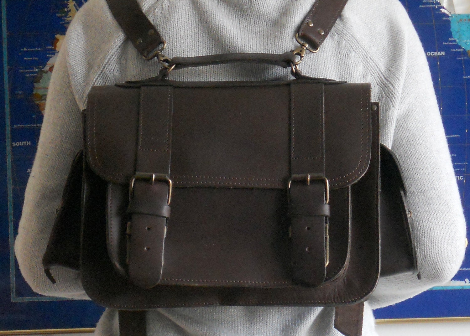 Leather Camera Bag Messenger Satchel Backpack large