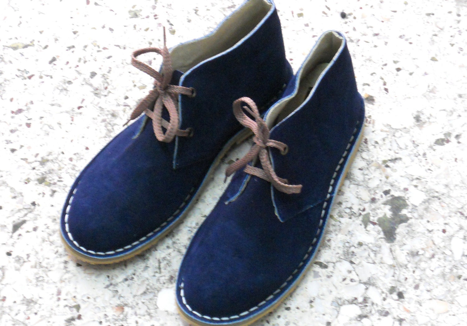 Handmade suede Desert Boots deep blue