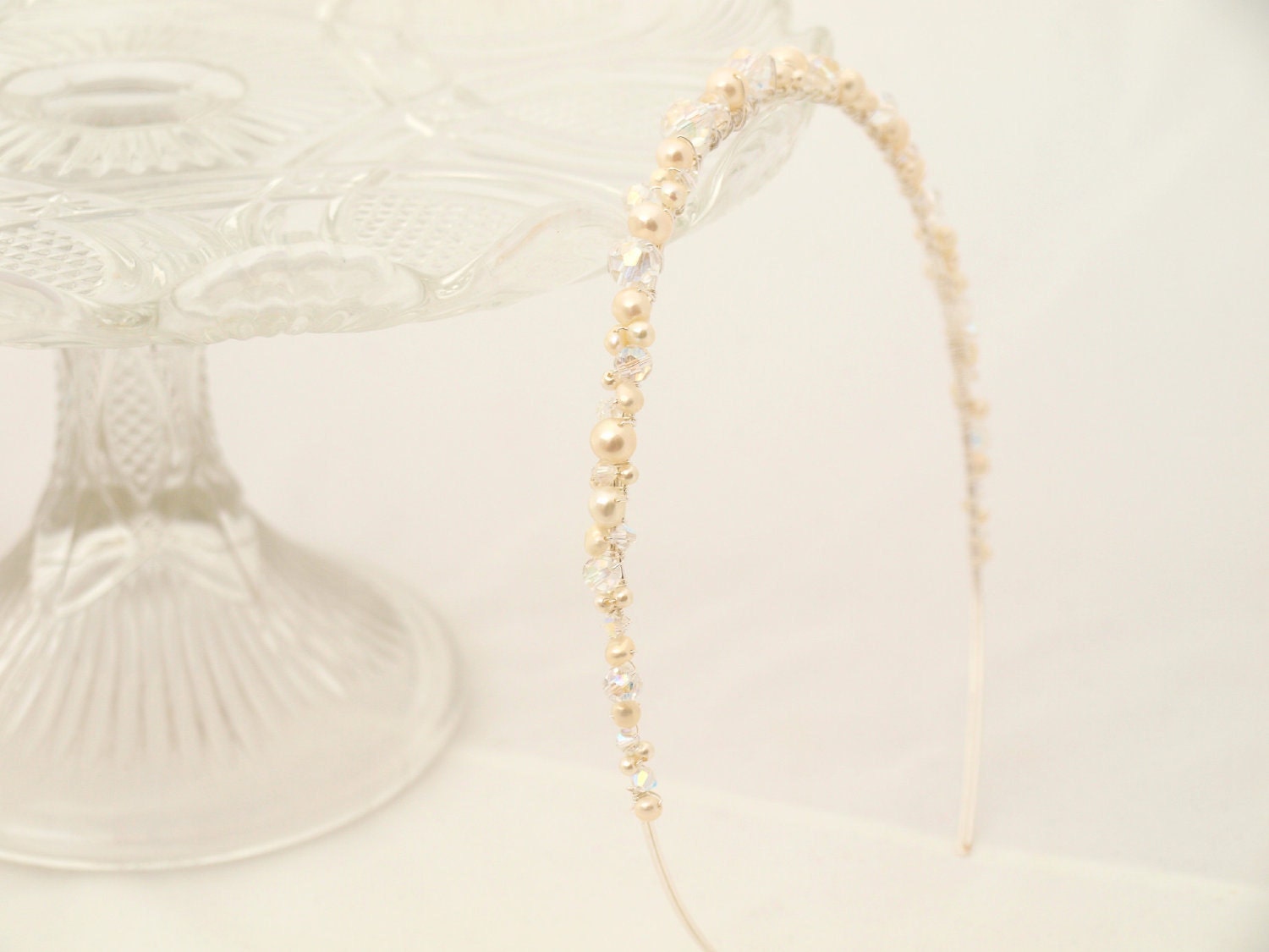 Wedding hair accessories bridal ivory pearl crystal head piece weddings tiara bridesmaid headdress silver Etsy UK