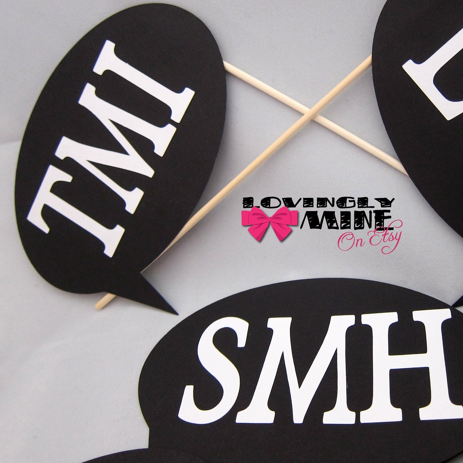 Photobooth Props - 5 Word Bubbles - Humor Set