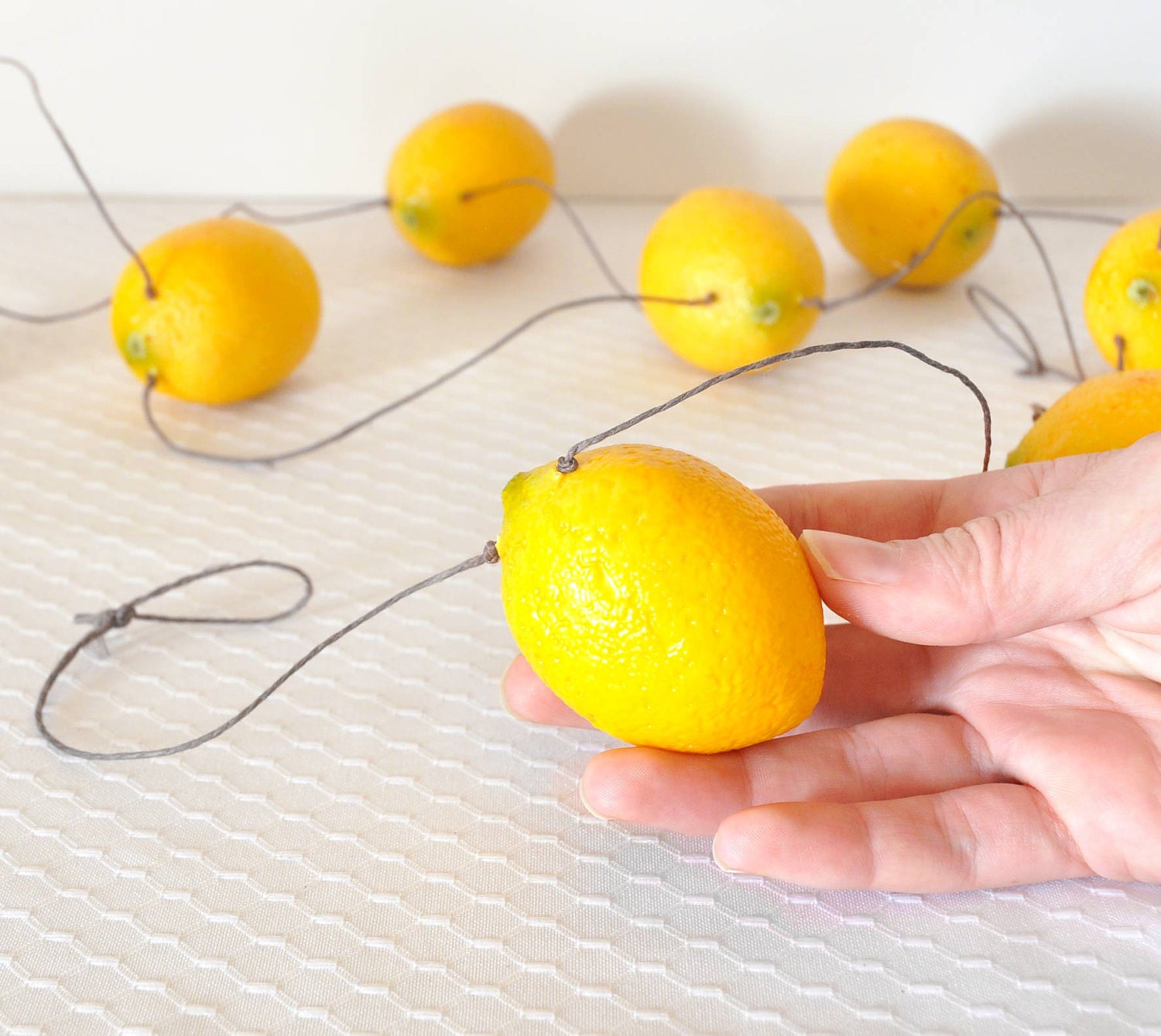 Lemon Zest Fruit Garland Yellow Kitchen Neon Home Decor or Decoration for Summer Weddings, Baby Showers and Birthday Parties - 5.3 feet -