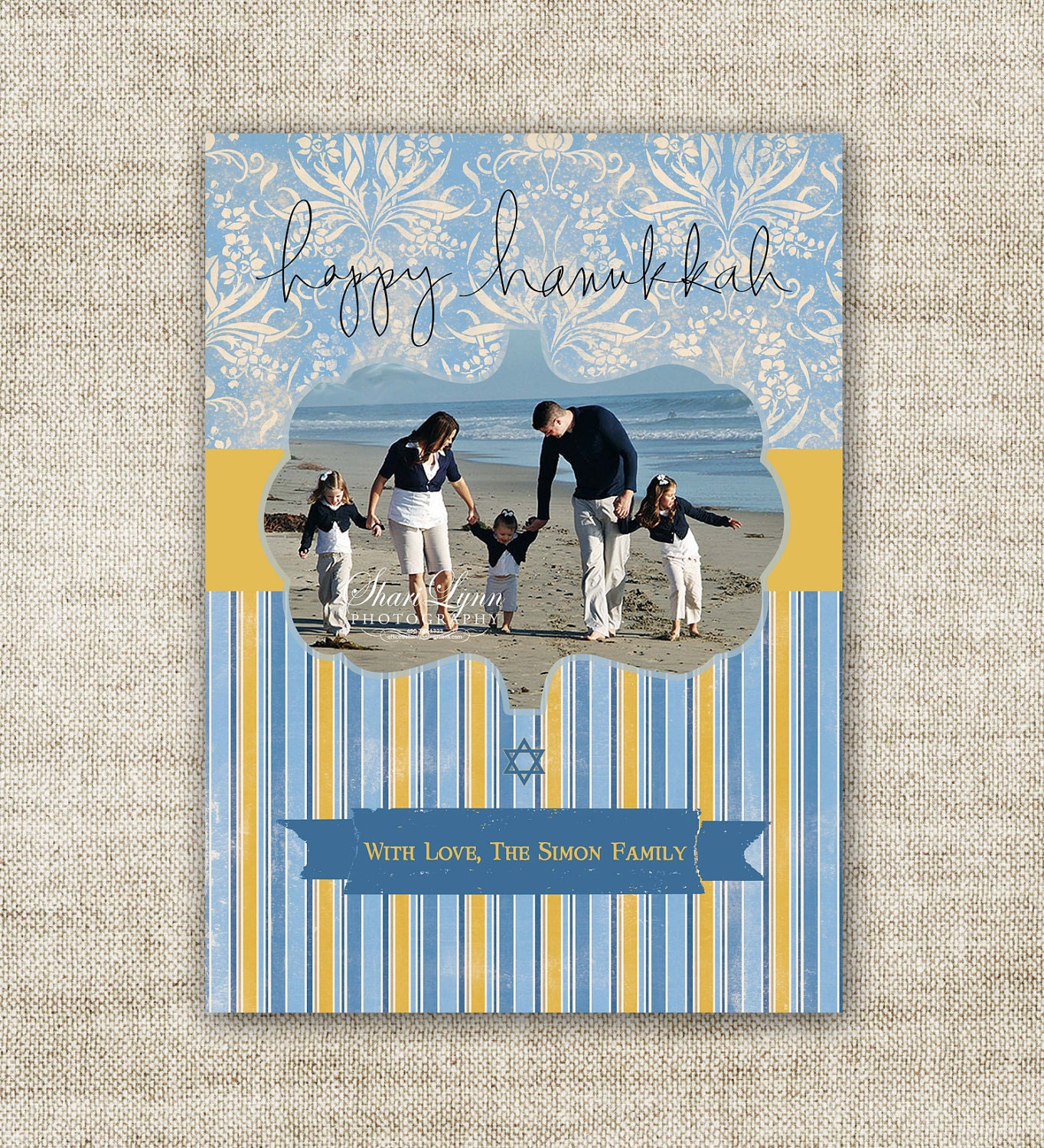 Hanukkah Greeting Card "Happy Hanukkah" Family Picture Customizable Printable Digital HOLIDAY Greeting