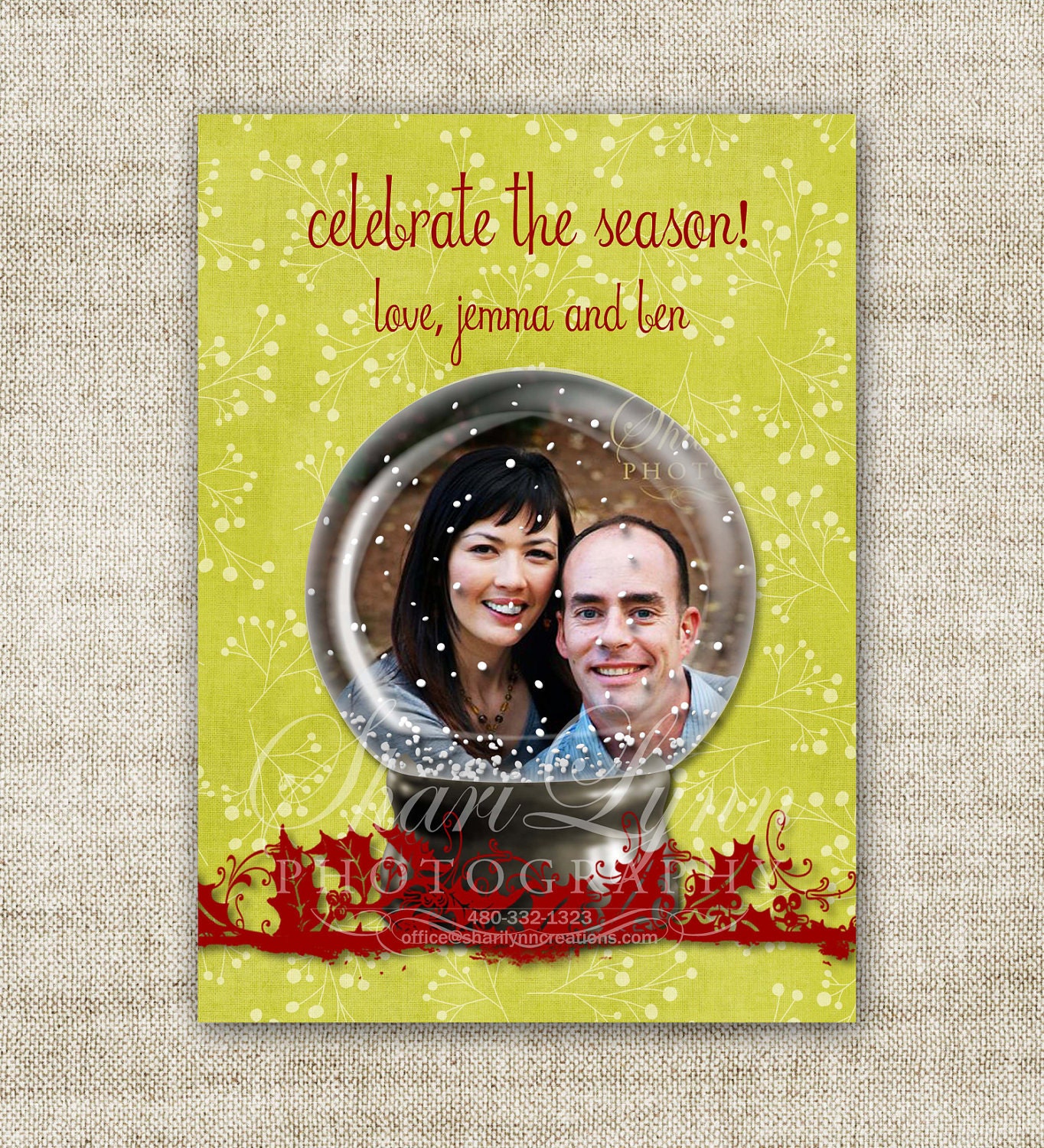 Snow Globe Christmas Holiday Cards "Celebrate the Season" Family Picture Customizable Printable Digital HOLIDAY Greeting
