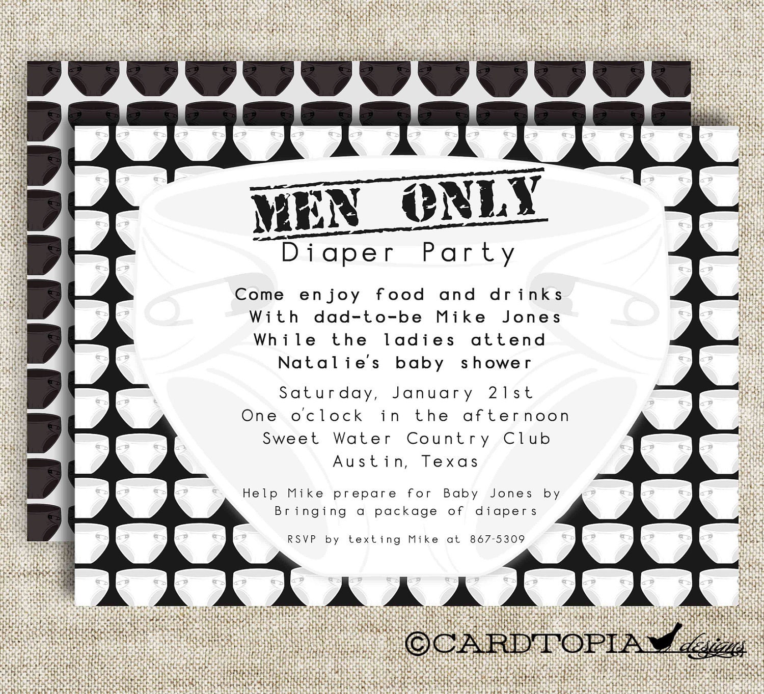 Diaper Party MAN BABY SHOWER Invitations Digital diy Printable Personalized - 86569580