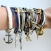 Braided Blue and Cream Silver Key Friendship Bracelet with Toggle Clasp