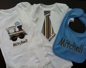 Onesie Gift Set - Train Applique and Tie Applique