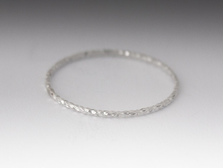 Dainty jewelry diamond cut Sterling Silver Ring, Thin Silver Ring