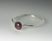 Garnet Ring - Stackable Sterling Silver Garnet Ring
