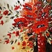 Original Contemporary Large Art Painting. 36".Knife.Wrapped Canvas.Flowers.Bouquet.Red,Black,White.Certificate Of Authenticity - by Nata S.