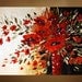 Original Contemporary Large Art Painting. 36".Knife.Wrapped Canvas.Flowers.Bouquet.Red,Black,White.Certificate Of Authenticity - by Nata S.