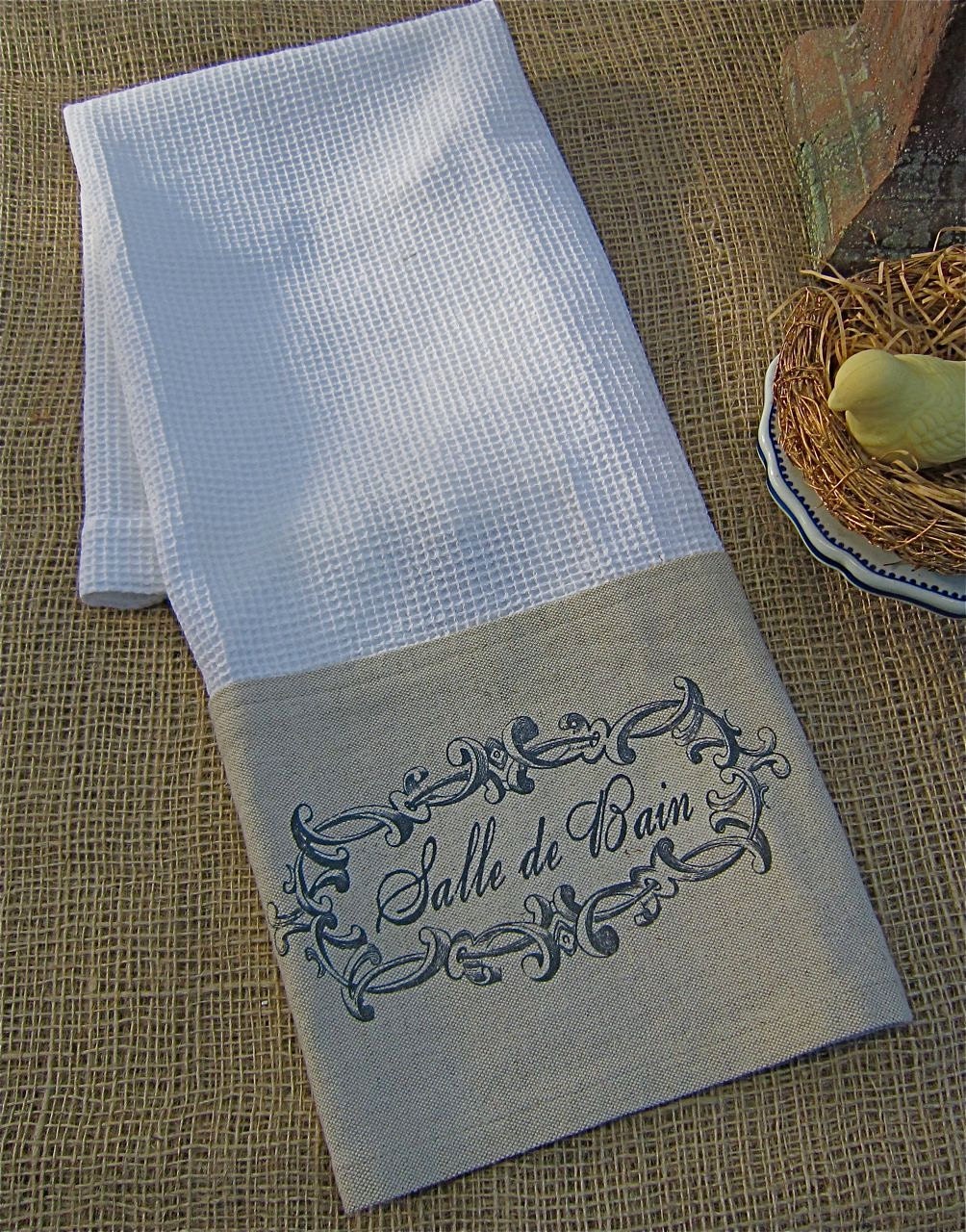 Waffle Weave and Linen Tea Towel / Salle de Bain
