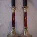 2 CANDLESTICKS BRASS and ROSEWOOD