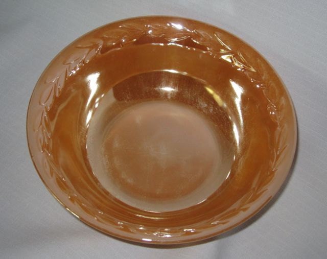 Peach Lustre Bowl By Fire King Oven Ware