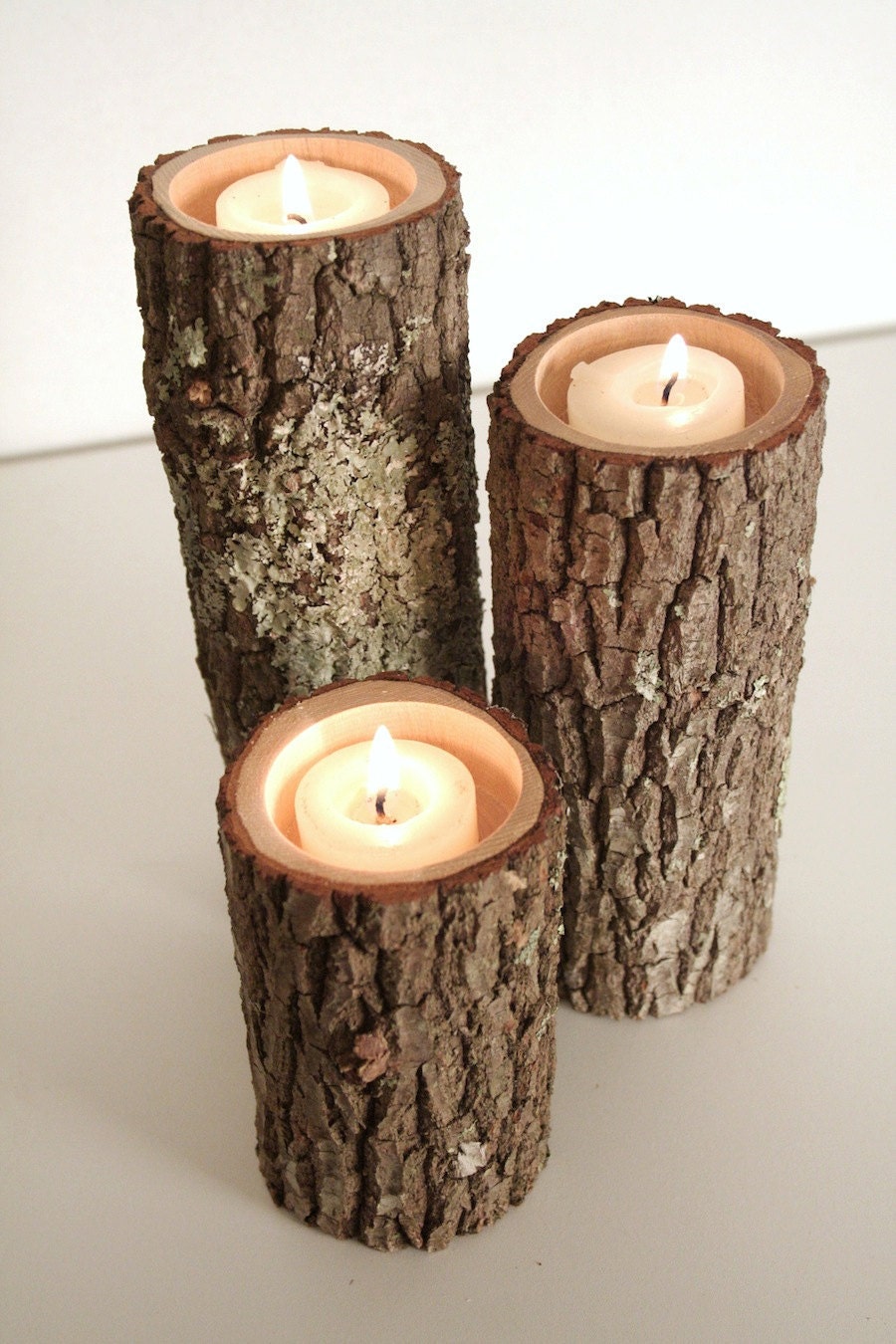 Tree Branch Candle Holders I- Rustic Wood Candle Holders, Tree Slice, Wooden Candle Holders