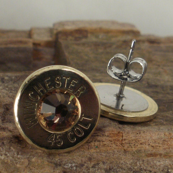Bullet Earrings - Stud Earrings - Ultra Thin - Colt 45 - Gold Rush