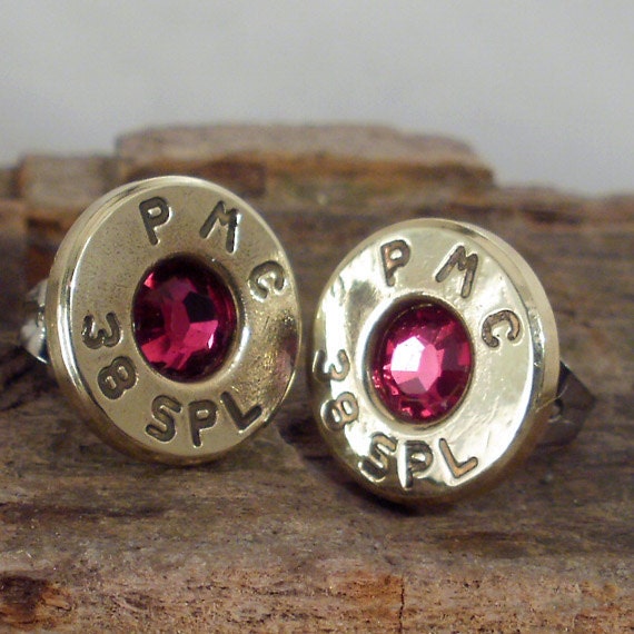Bullet Earrings - July Birthstone - Ultra Thin - Ruby