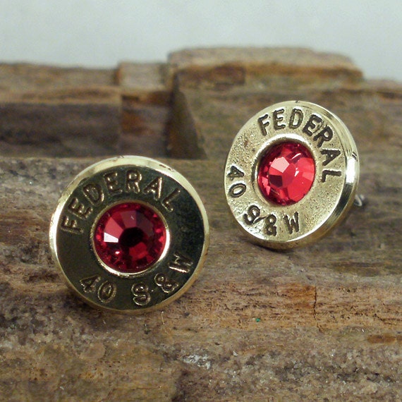 Red Federl 40 S&W Bullet Earrings - Stud Earrings - Ultra Thin