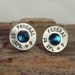 Nickel plated 38 Special Bullet Earrings - Ultra Thin - Blue Zircon