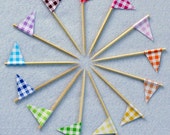 Cupcake Flags Gingham Picnic Your Choice of Colors Set of 24 - FeltLikeCelebrating