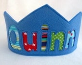 Felt Crown Birthday Crown -  Personalized - Blue