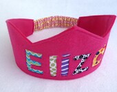 Felt Crown Birthday Crown -  Personalized - Dark Pink