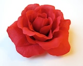 Fabric Flower Hair Clip, Brooch, or Pin - Red Rose