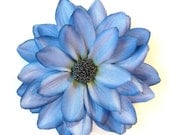 Light Blue Hair Flower with Silver Center