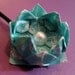 Set of 2 Paper Origami Lotus Flower Hairpins - Aqua / Teal with White Pearl Bead
