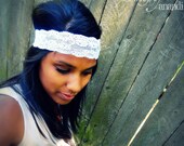 Vintage lace headband--Women's lace headband--vintage headband--White Lace--infant lace--all sizes lace band