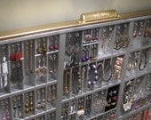 Jewelry Organizer Display silver and gold with stud slots and a ring cubby