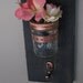 Handmade wall toothbrush holder or vase with key hook distressed black