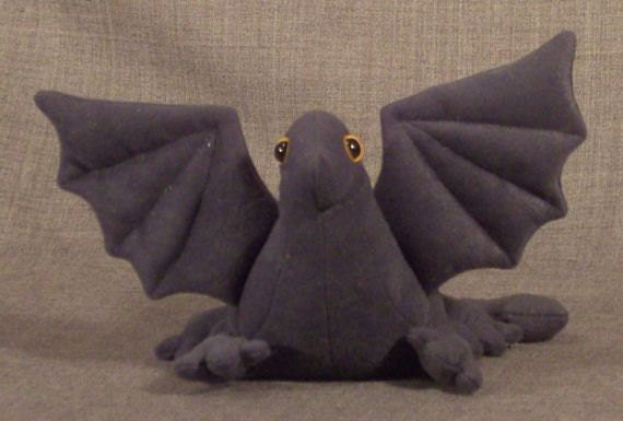 Dragon Hatchling Grey Beanbag Yellow Eyes