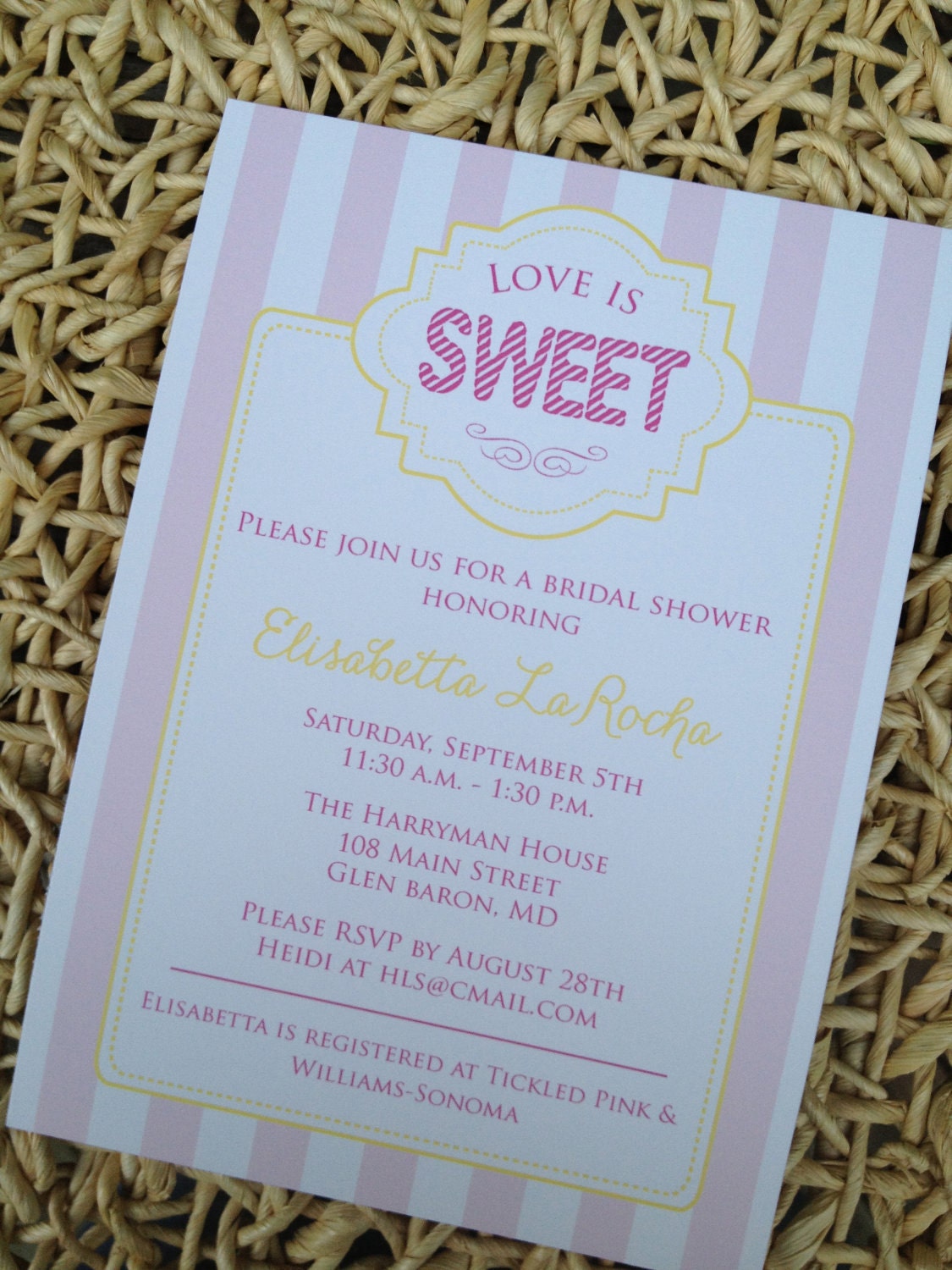 Printable LOVE IS SWEET Bridal Shower Invitations