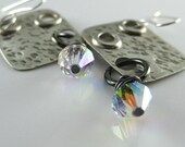 Sterling Silver  Earrings with Swarovski Crystal Element. Oxidized. Contemporary style  designed in Fashion Brand Faina studio.