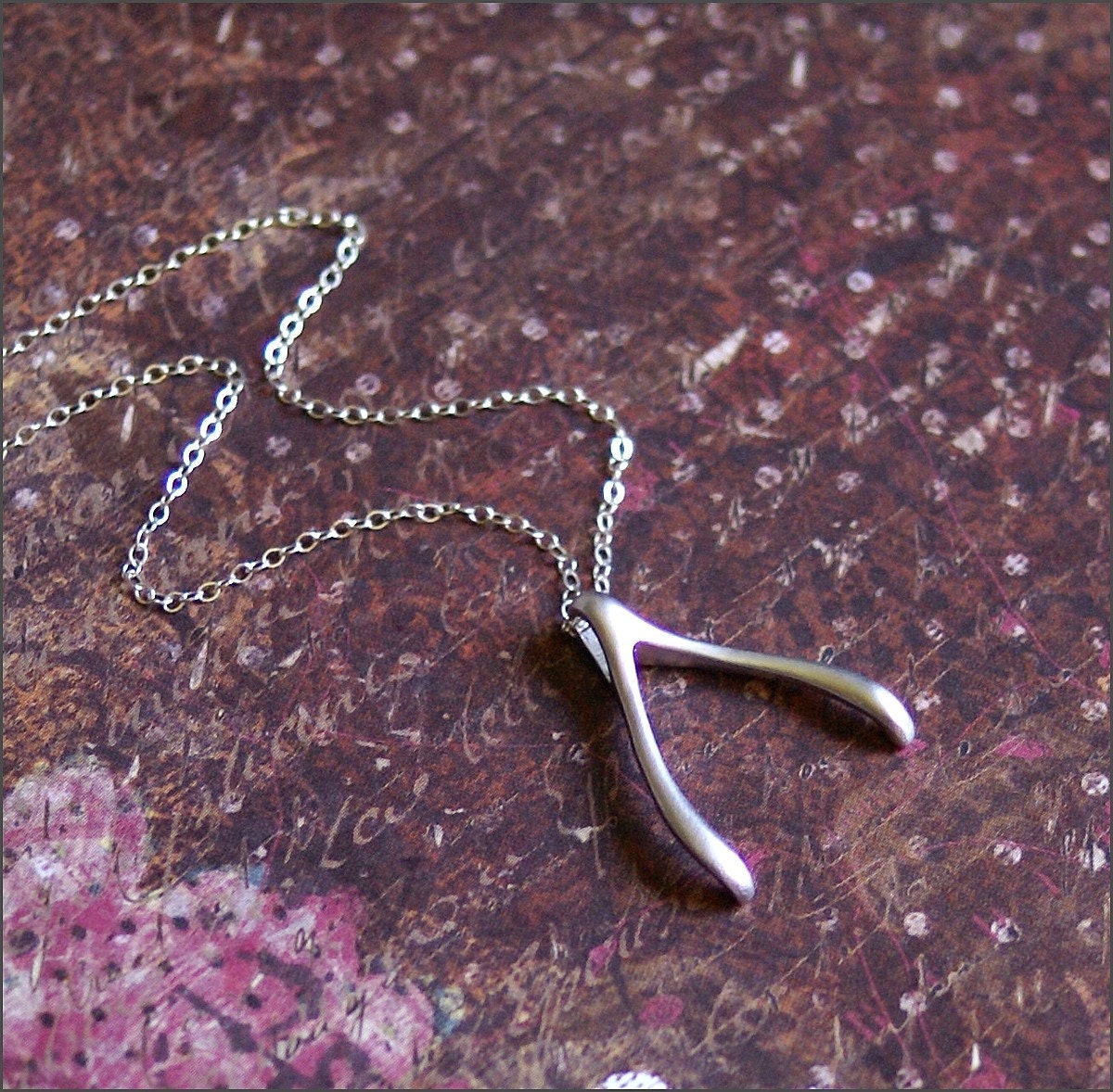 Silver WISHBONE Necklace -STERLING SILVER Chain-Jennifer Aniston Celebrity Inspired Good Luck, Fortune Gift 'Lucky' by RevelleRoseJewelry