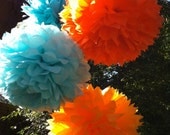 10 x 9" Tissue Paper Pom Poms - In Your Colour Choice - Wedding - Christening - Birthday Party Decorations