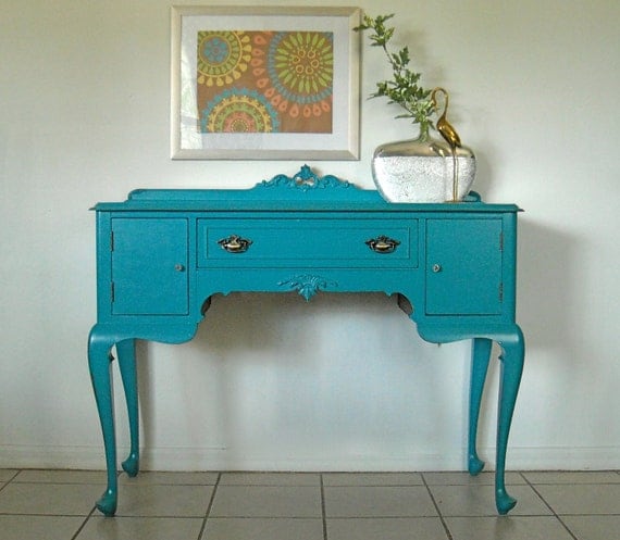 Turquoise Buffet, Vanity, Desk, Sideboard, Table