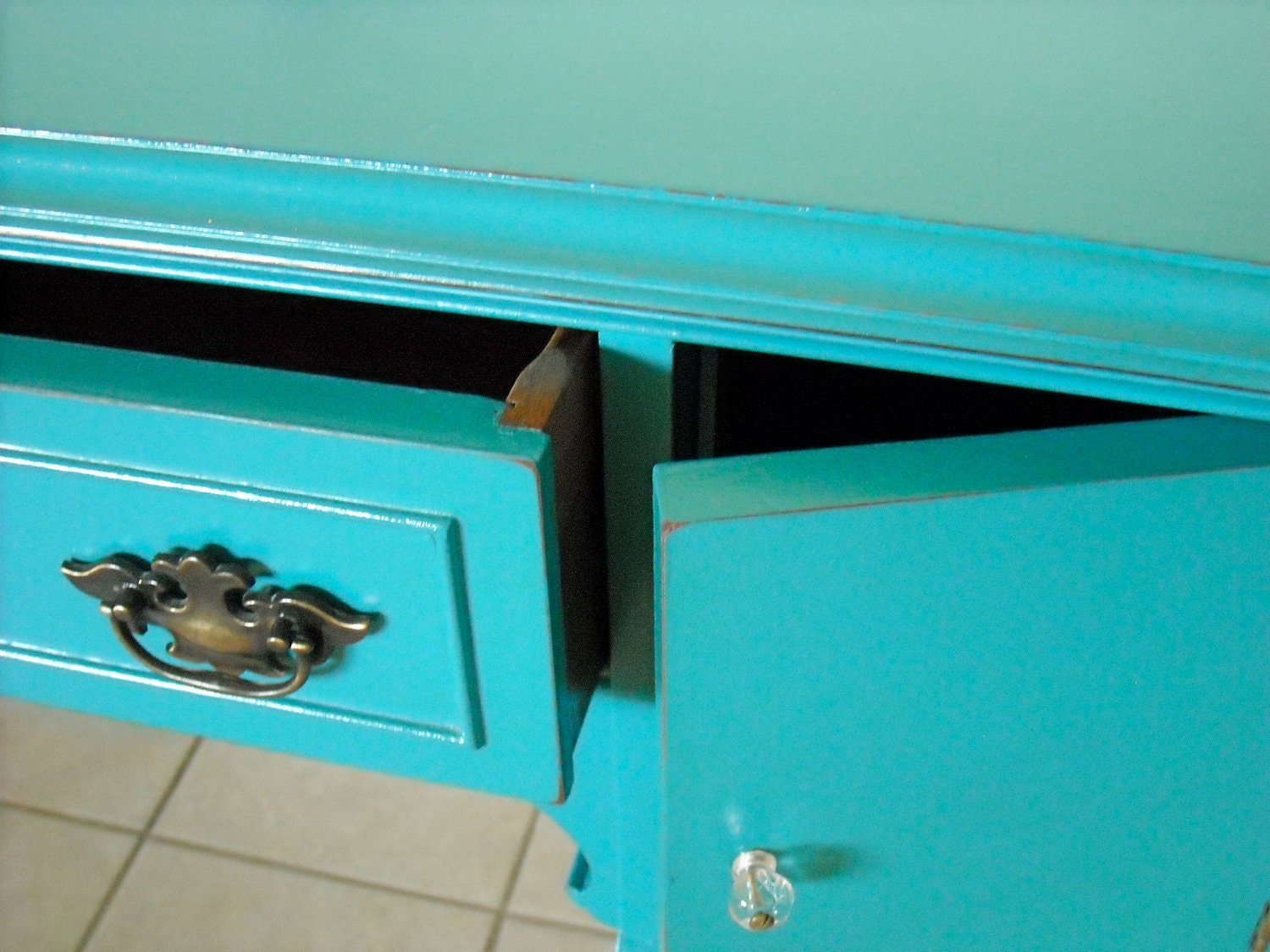 Turquoise Buffet, Vanity, Desk, Sideboard, Table