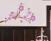 Kids tree branch vinyl wall decal in lilac purple