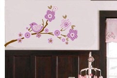Kids tree branch vinyl wall decal in lilac purple