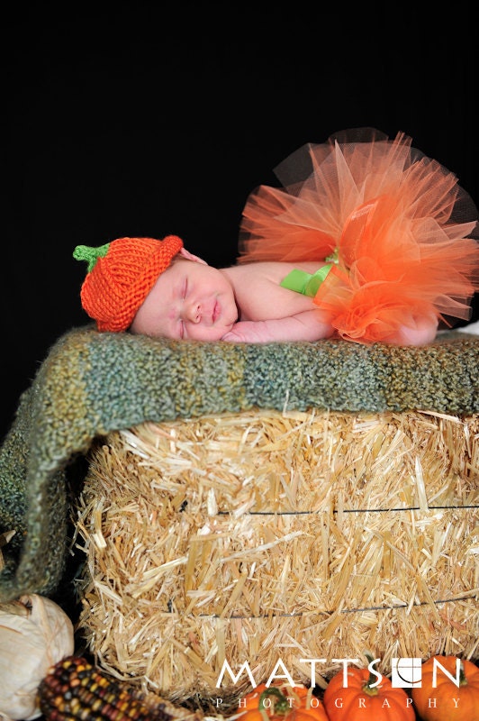 Little Pumpkin Tutu - Newborn Infant Baby Toddler Girl - Orange Halloween Costume Outfit - Photography Prop - October Baby Shower Gift