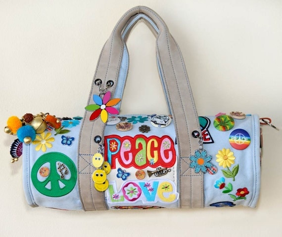 Peace and love purse, Hippy chic , boho style, Groovy, ONE OF A KIND