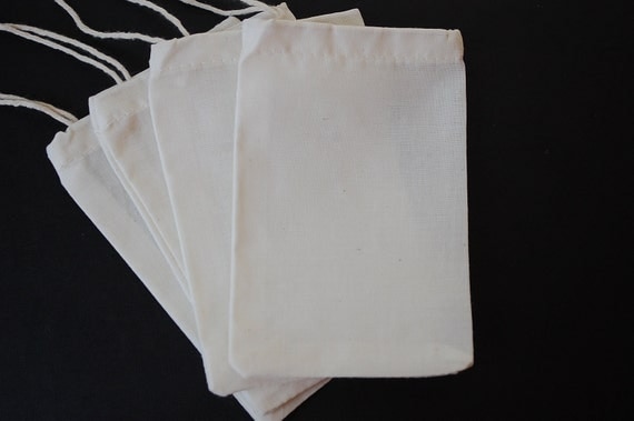 25 4x6 Organic Cotton Muslin Drawstring Favor Bags