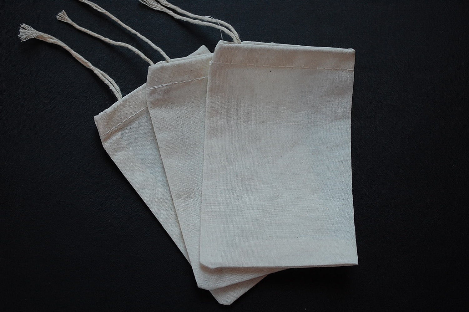 50 3x5 Organic Cotton Muslin Drawstring Favor Bags by muslinbags