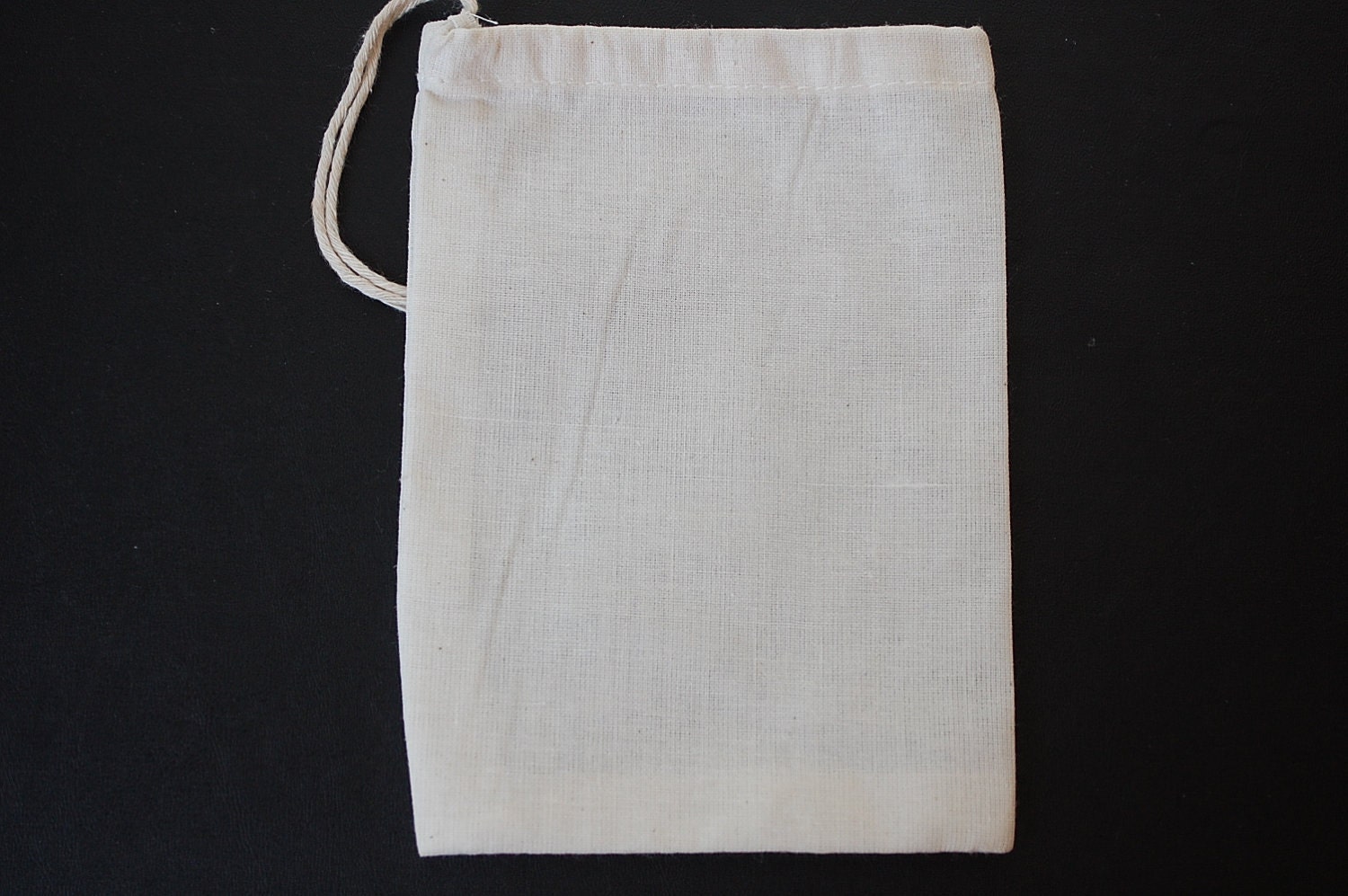 Sampler Sample Pack: 1 each 3x5, 4x6, 5x7, 6x10, 8x12, 12x16 inch Organic Cotton Muslin Drawstring Favor Bags- Wholesale